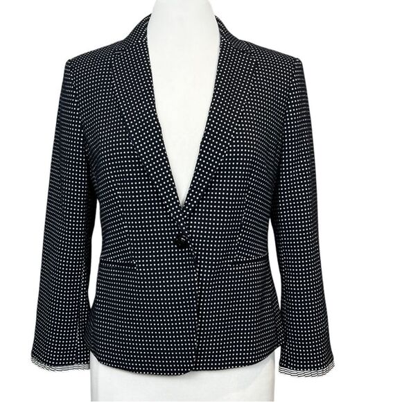 CLASSIQUES Entier Stretch Cotton Tweed Striped Collarless Notched Hem Jacket - Picture 1 of 6